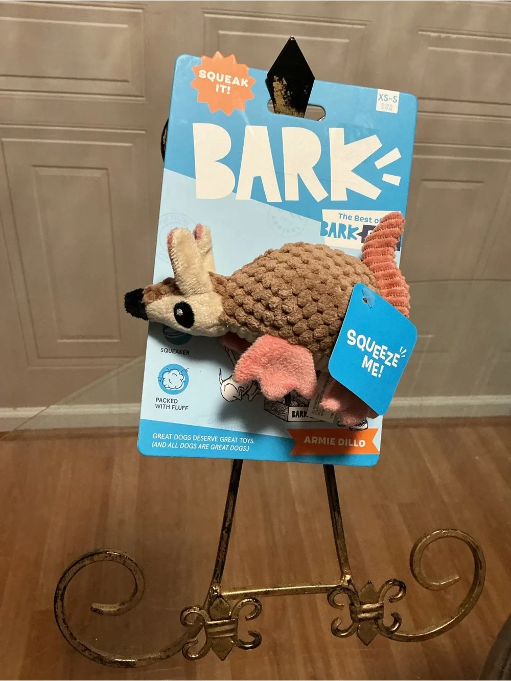 Bark Box Armie Dillo Armadillo Size  6” Plush Dog Toy Clinker Squeaker